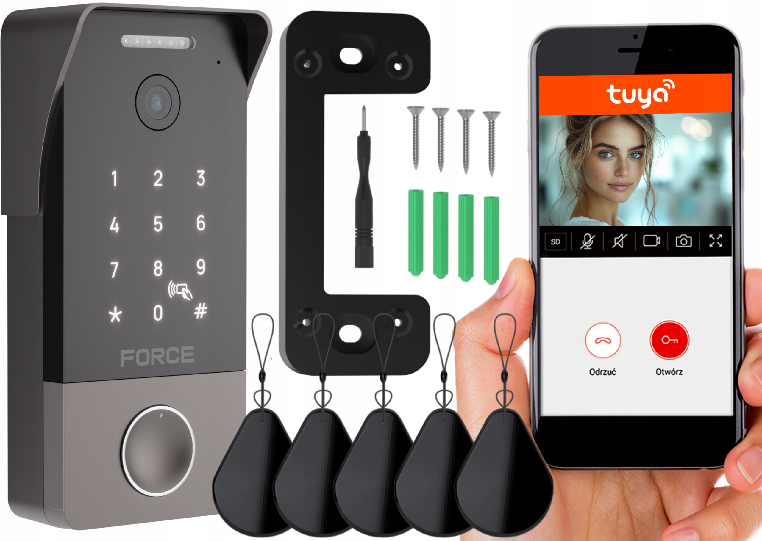 Force Bránová stanica Ahd 2MP 1080P Rfid klávesnica 4 žily GS-1080P-RK-W-4W