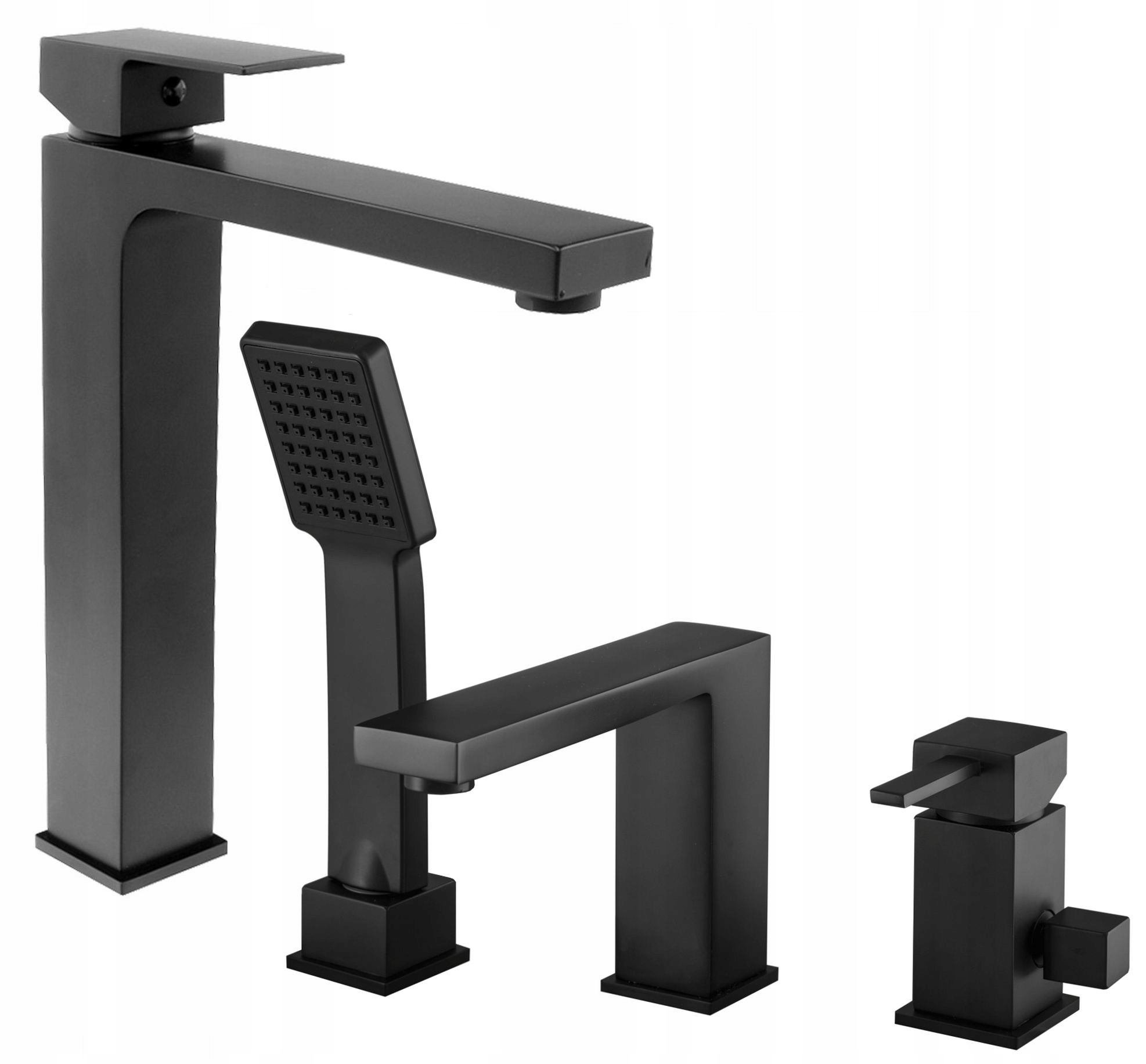 

Bateria Umywalkowa Wysoka Wannowa Czarna Cube