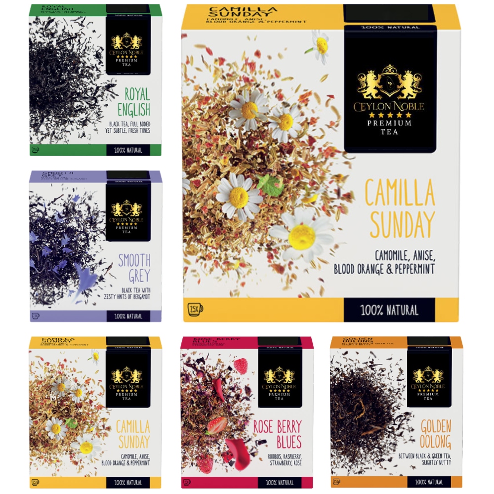 Levně Čaj listový Premium Tea 5 příchutí Černý Bylinný Rooibos 150 ks