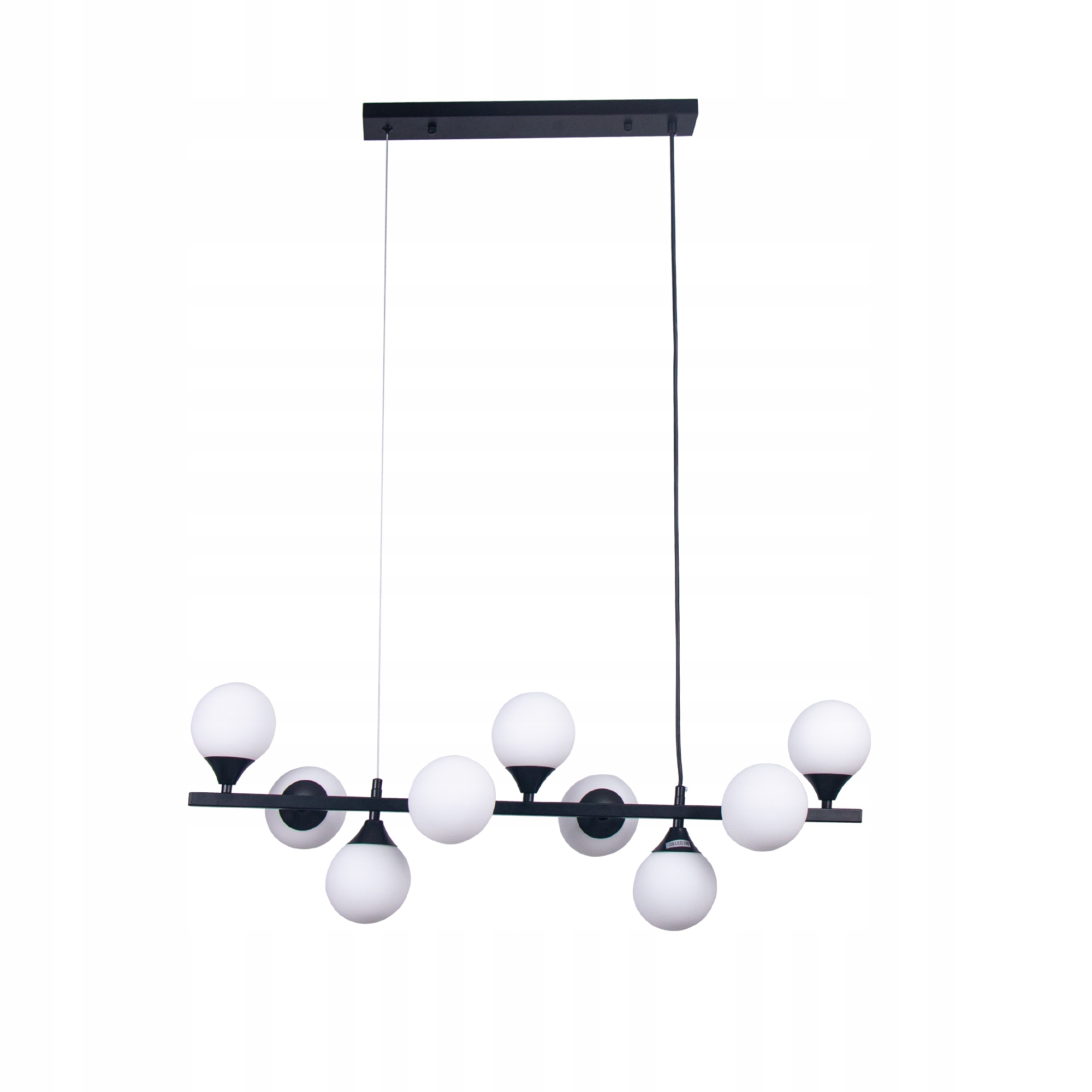 Stropná lampa Závesný luster do jedálne Čierna 9 sklenených guličiek