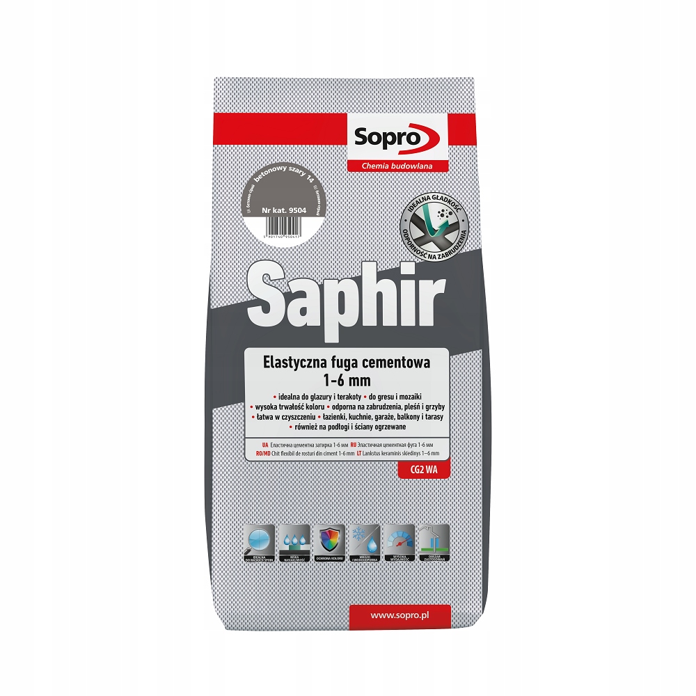 Fuga elastyczna Saphir Sopro Beton Szary 14 20kg