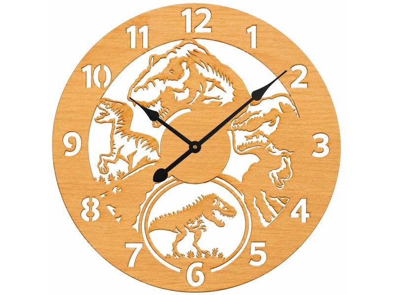 Dinosaurus Dřevěné nástěnné hodiny Dekorativní moderní Dárek Památka