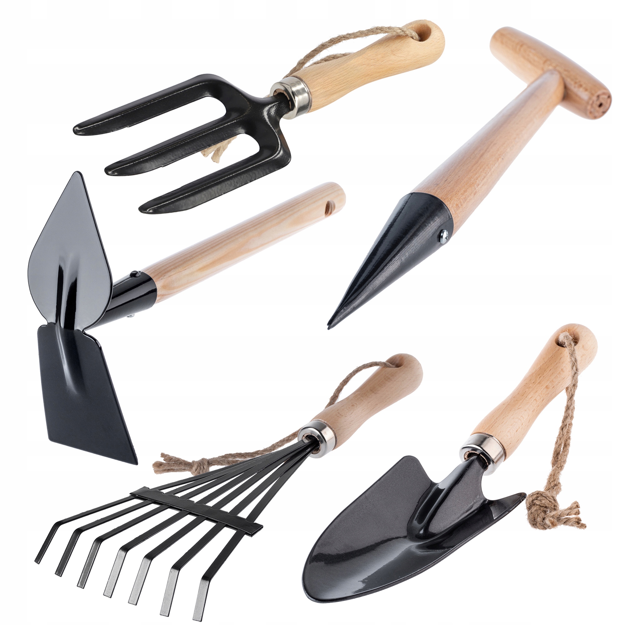 Zestaw Narzędzi Ogrodowych 5w1 Łopatka Grabki Motyczka Pazurki Pikownik