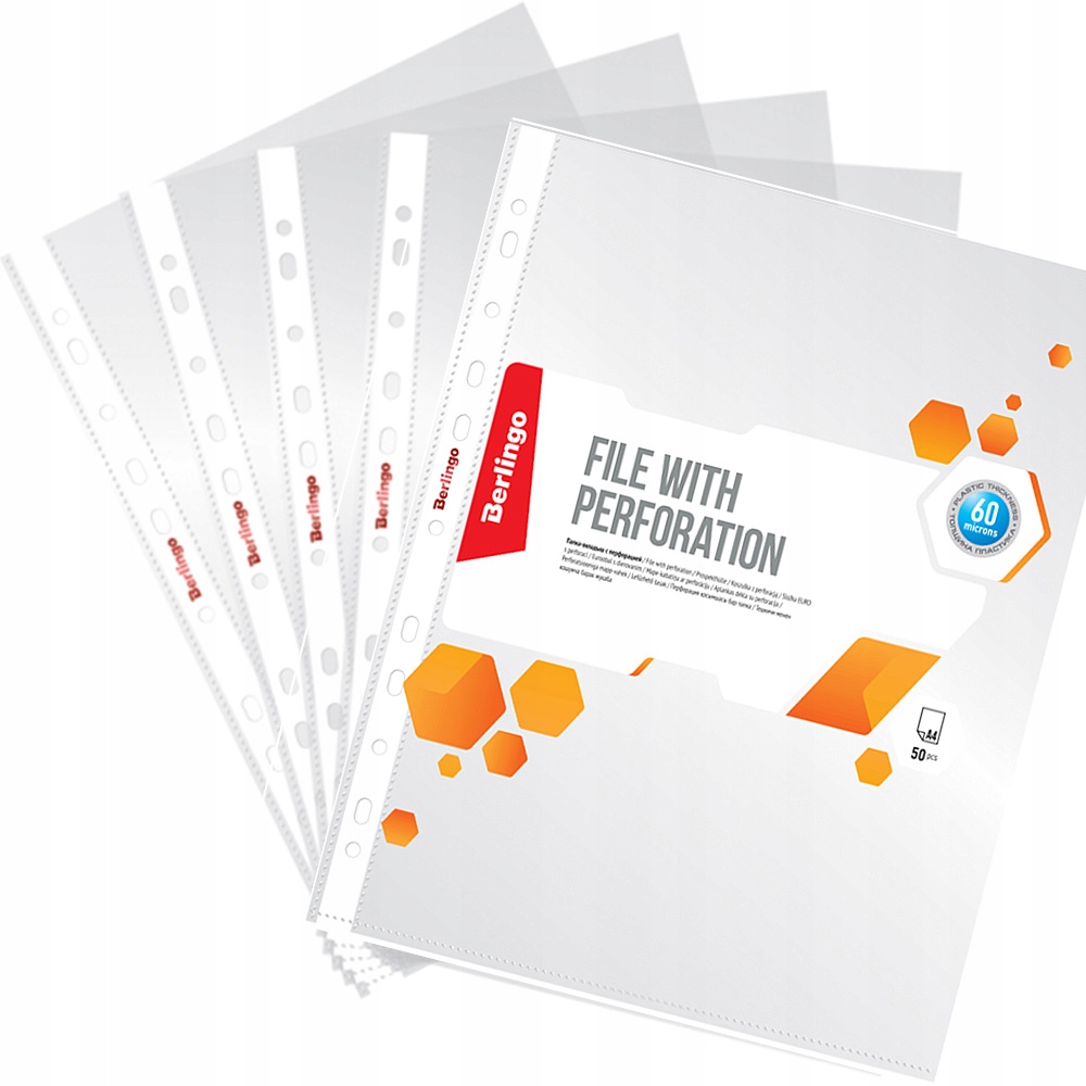 Koszulki na dokumenty krystaliczne obwoluta A4 Berlingo PP 60mikro 100 szt