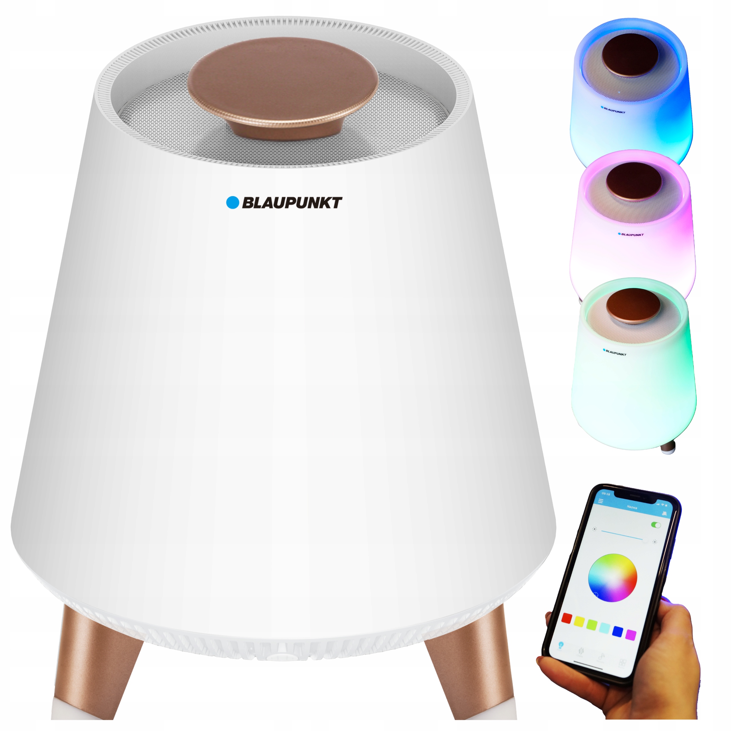 Głośnik Bt Bluetooth Blaupunkt BT25LAMP Led 360° Aux Usb aplikacja Smart