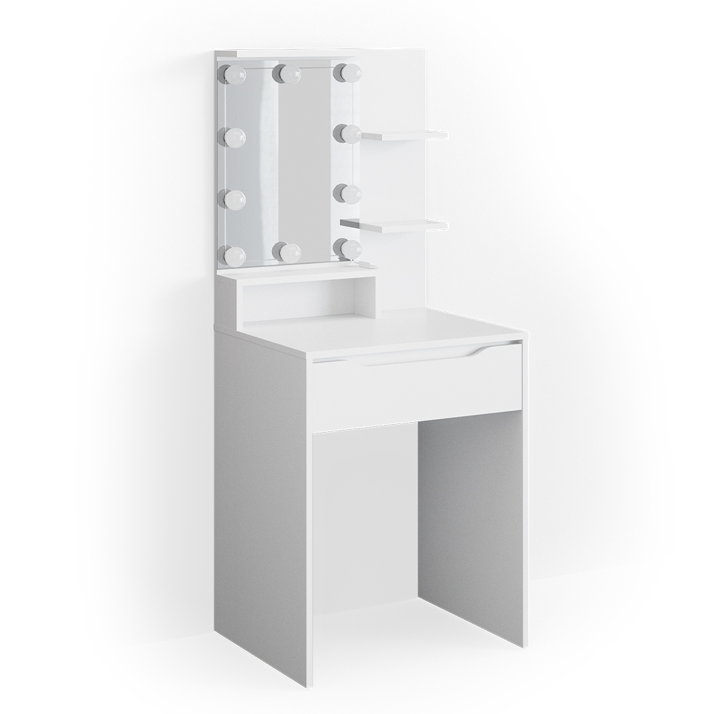 ТУАЛЕТНЫЙ СТОЛИК RUBEN БЕЛЫЙ МАЛЕНЬКИЙ СО СВЕТОДИОДНОЙ ПОДСВЕТКОЙ VICCO