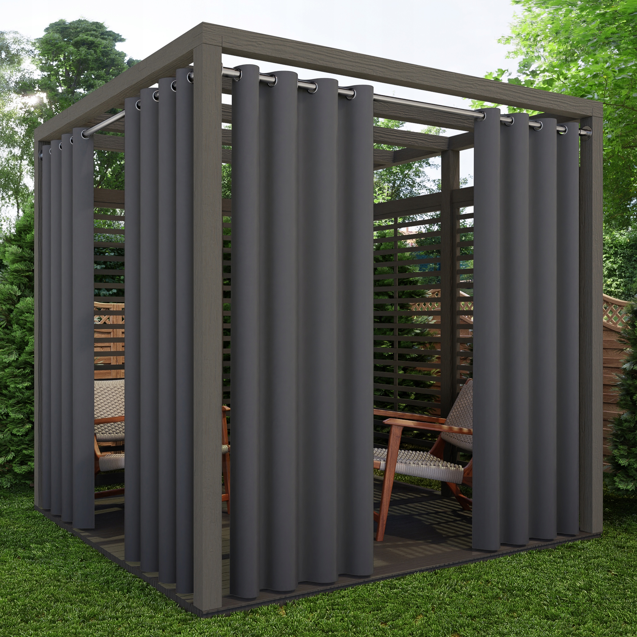 ZASŁONY OGRODOWE 155x240 DO ALTANY NA PRZELOTKACH WODOODPORNE ZEWNĘTRZNE Szerokość 1.55 m