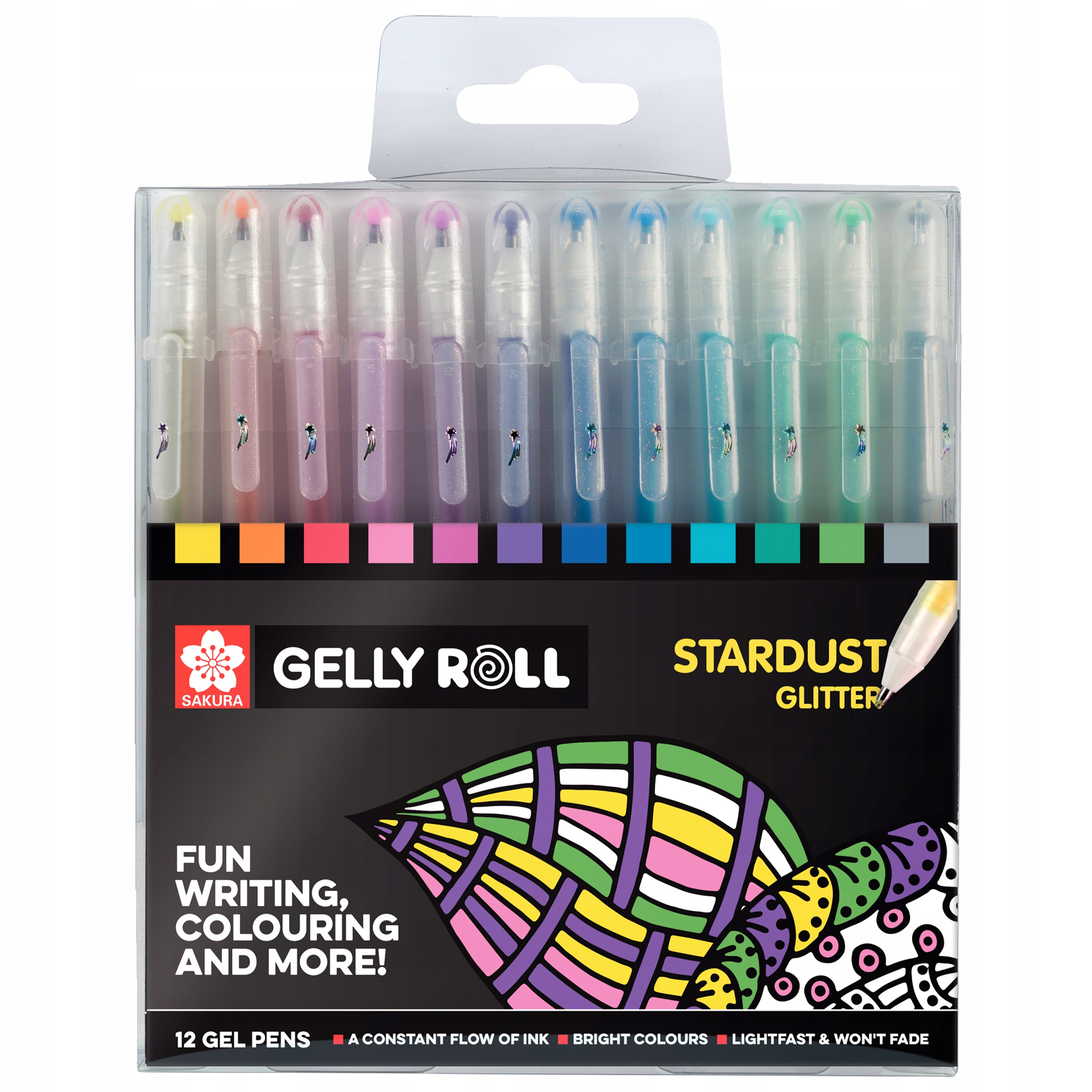 Zestaw 12szt pisaków żelowych Sakura GellyRoll Stardust tusz Brokatowy
