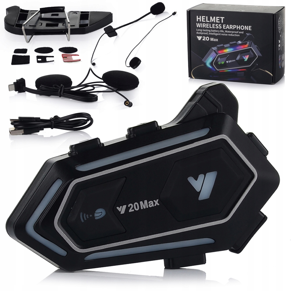 Motocyklový Interkom 1ST Y20M Bluetooth Reproduktory IPX6 Voděodolný 1000mAh