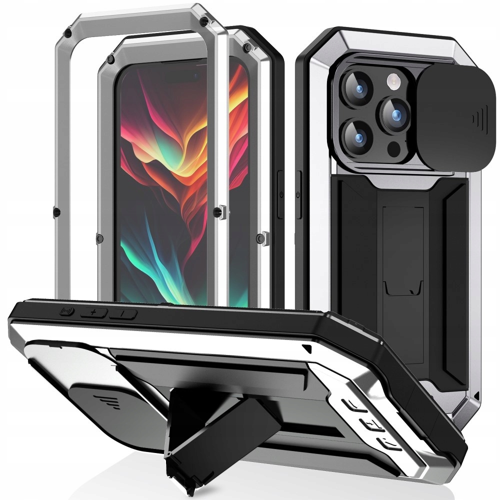 Pancerne Etui Szkło na ekran R-just do iPhone 15 Pro Max, osłona aparatu