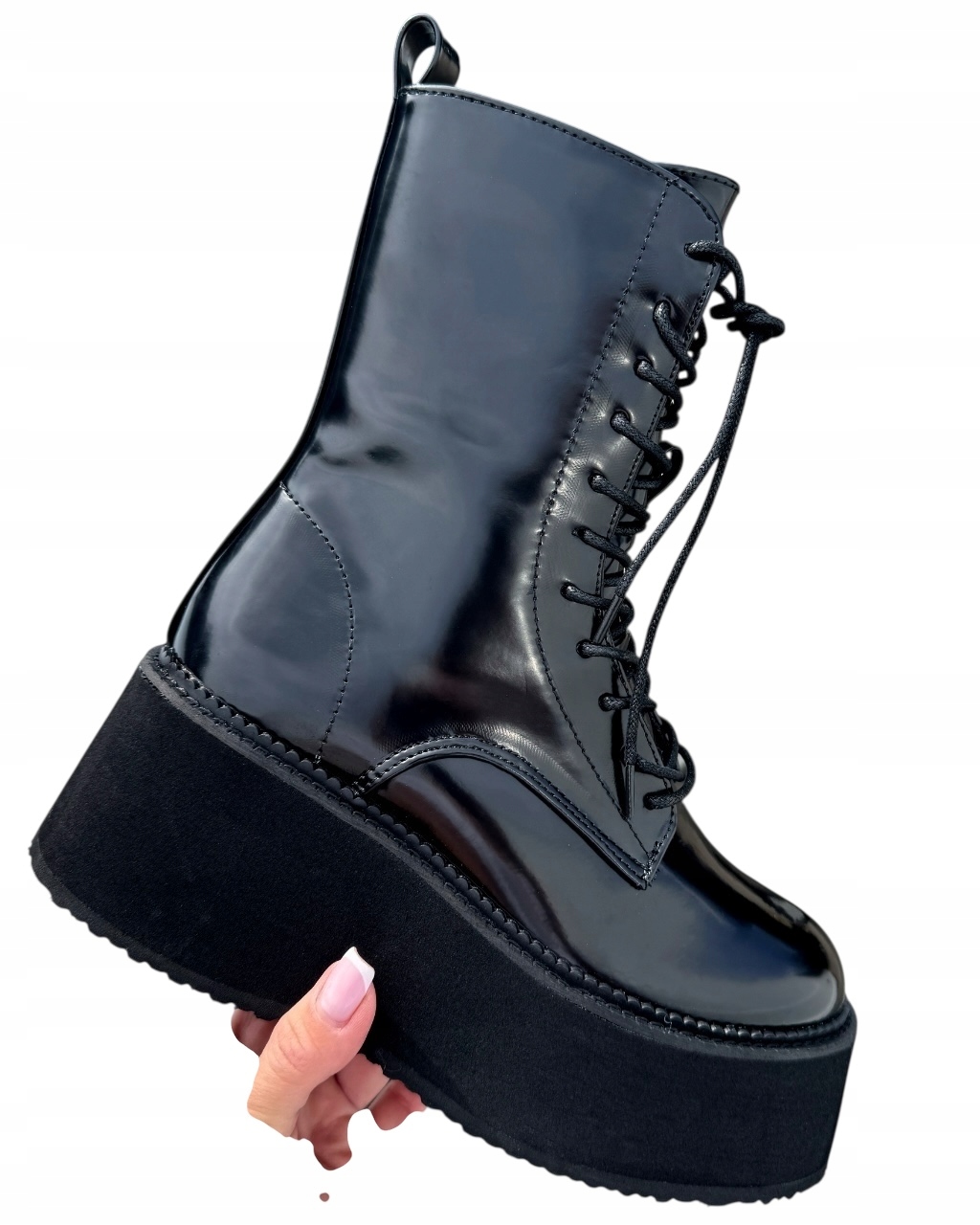 Pevné Kotníkové Boty Na Platformě Kanady Černé Eko Kožené Boty Pro Mládež 41