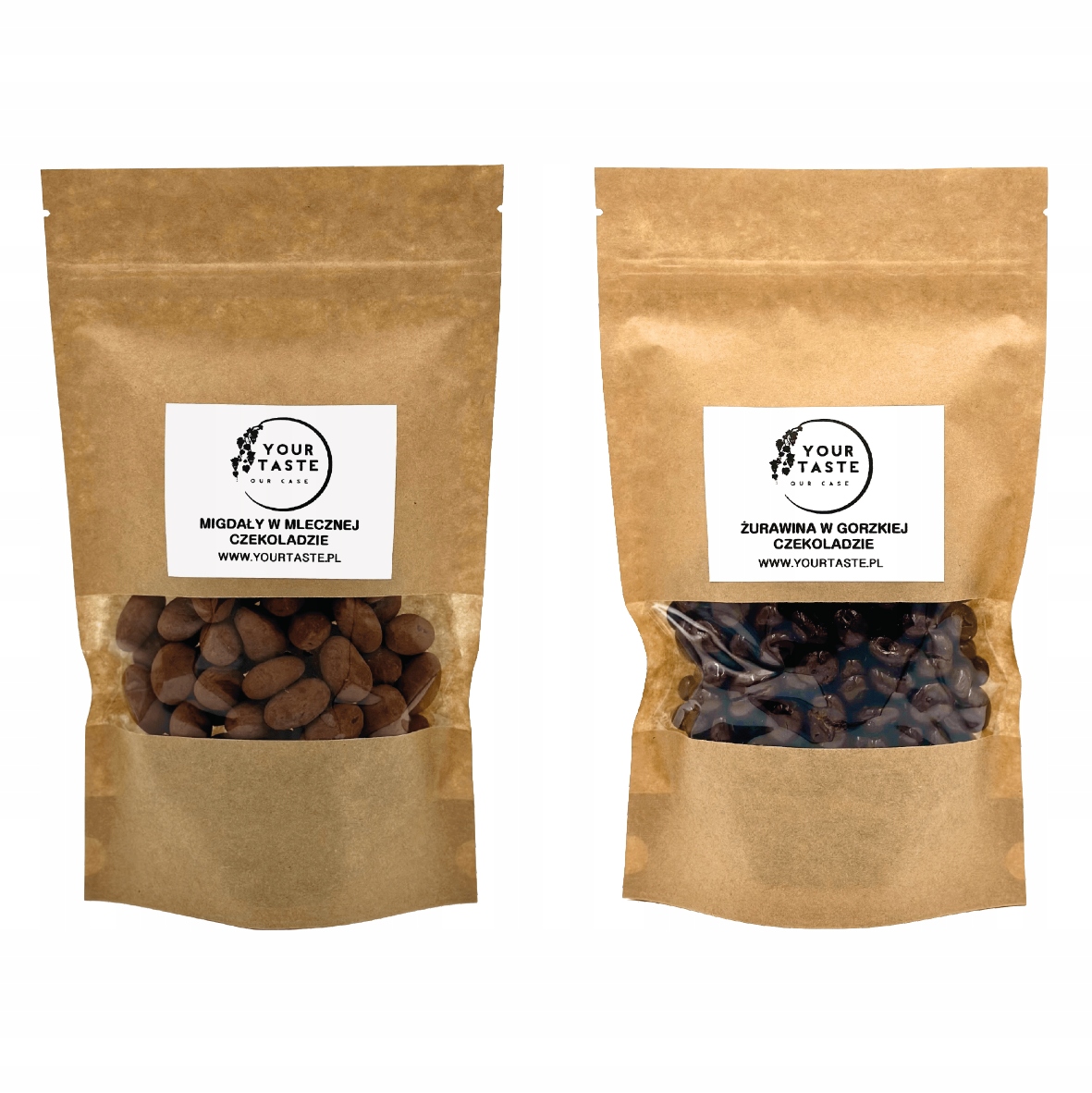 Your Taste Sada – Mandle v čokoládě 500 g Brusinky v čokoládě 500 g