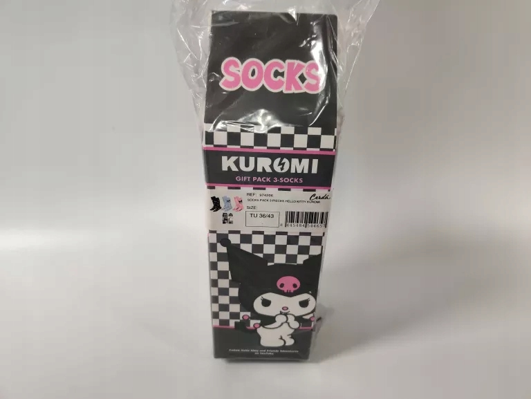 Skarpetki Sanrio Kuromi 3-PAK, Rozmiar Eu 36-43,WYSOKA Jakość 844548454465