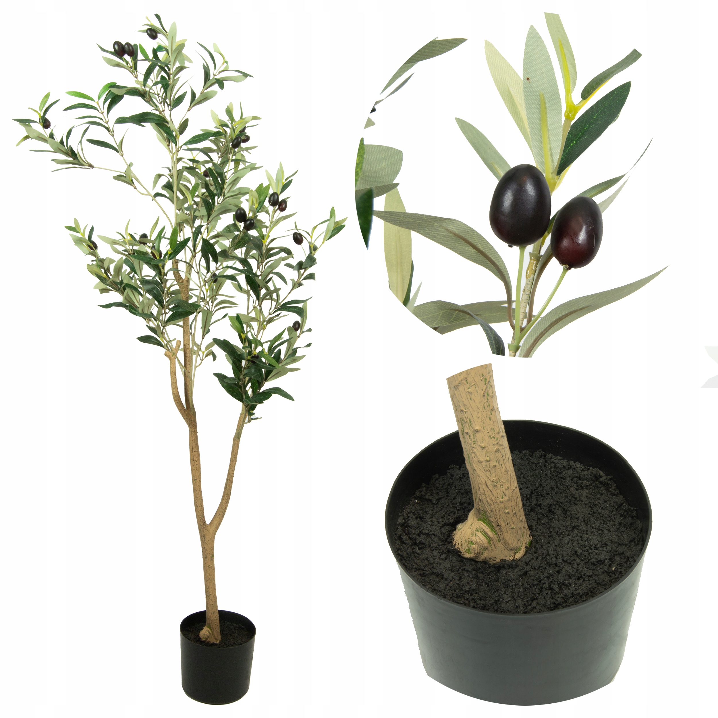 Umělý Olivovník 120 cm, velký strom jako živý, olivovník, rostlina do obýváku