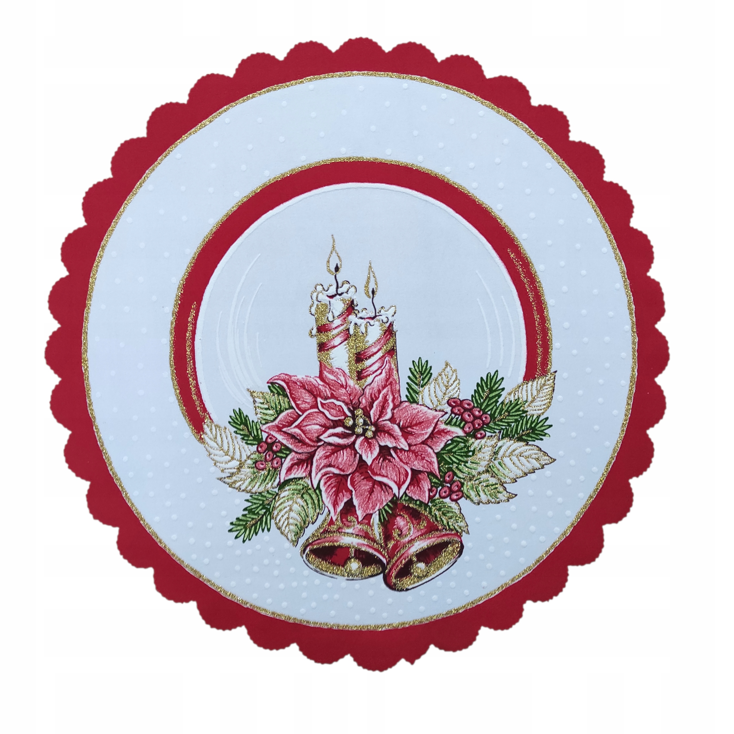 

Serwetka Świąteczna Okrągłą 35 cm czerwona lamówka