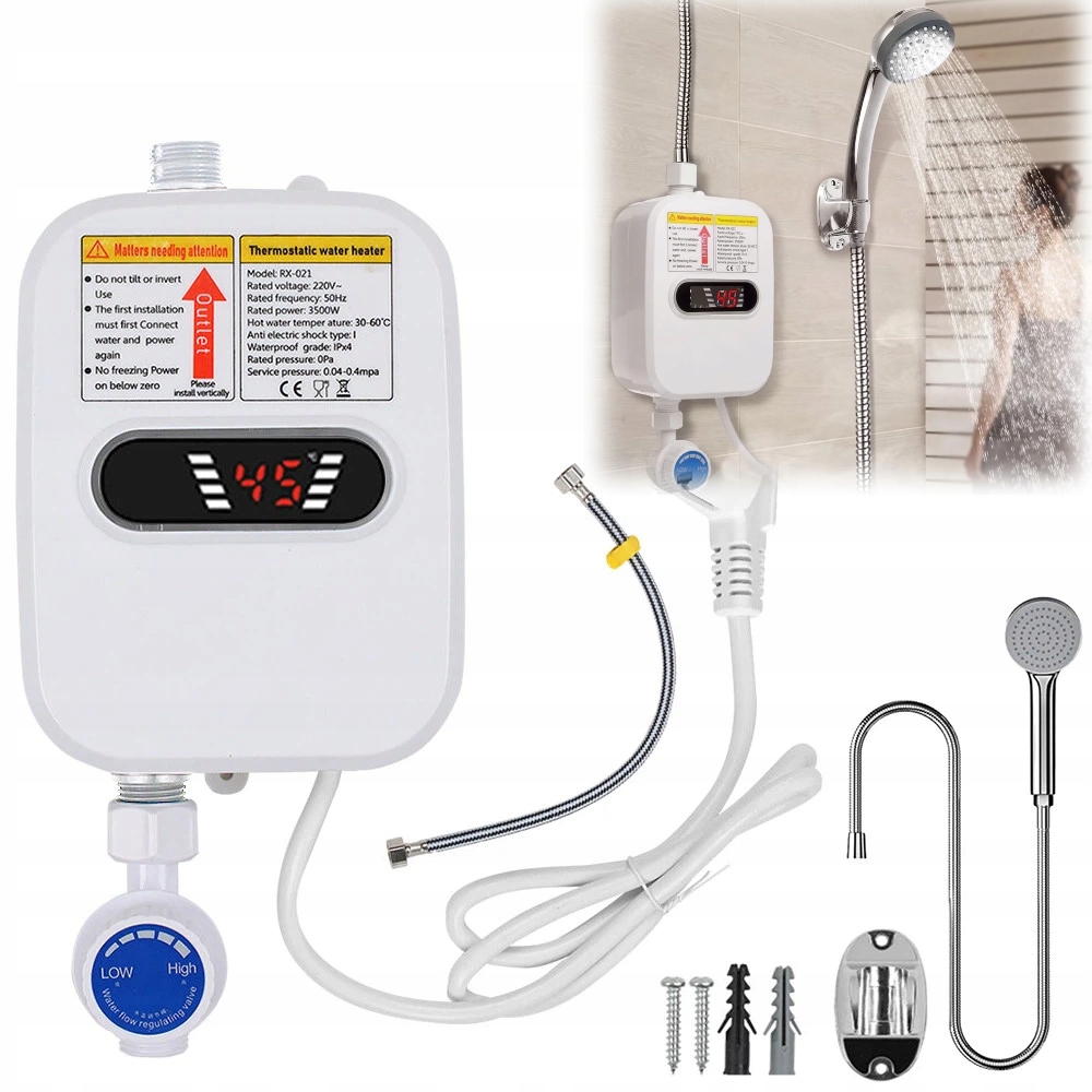 Elektrický Průtokový Ohřívač Vody 3000W Sada