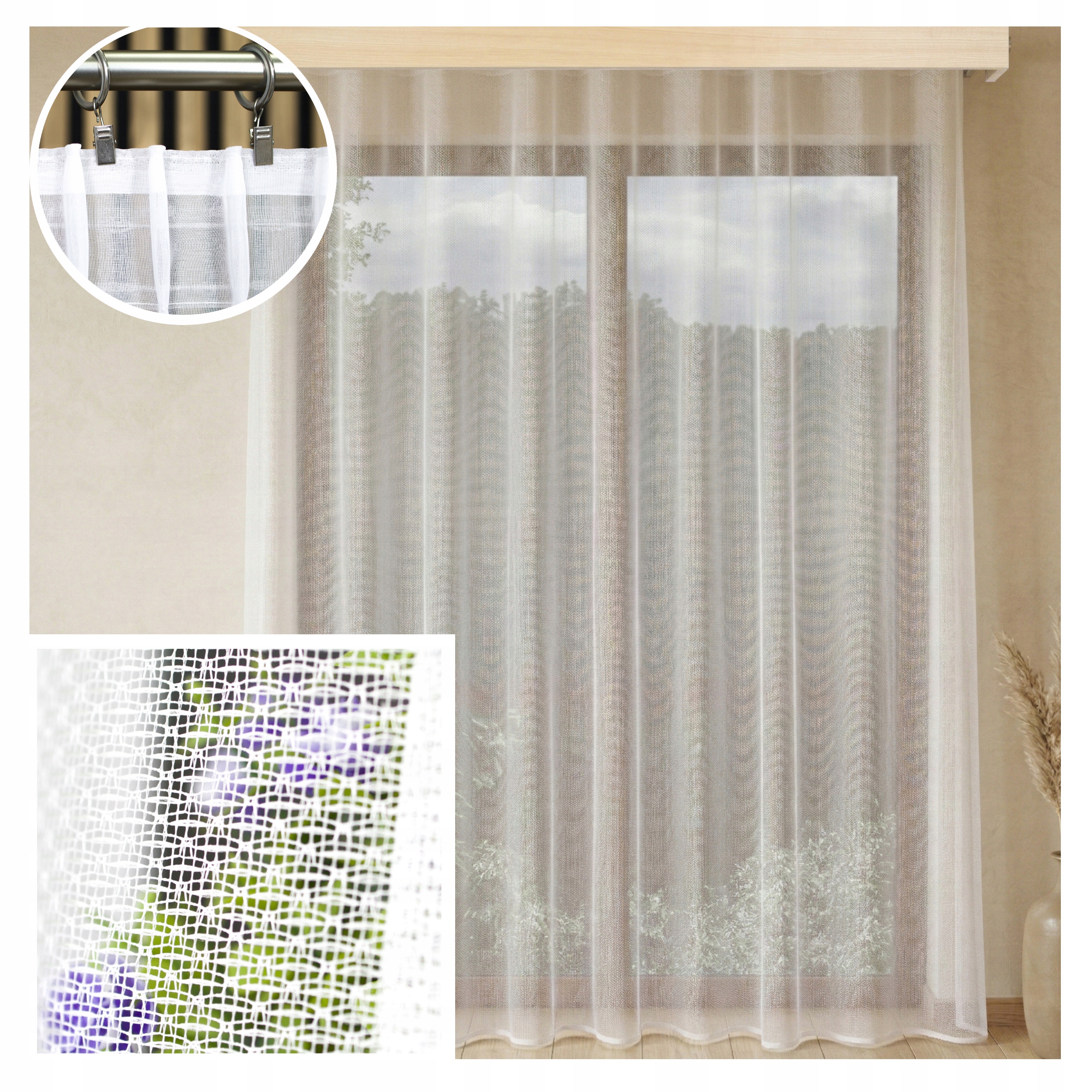 Hotová Záclona Japandi Žakard Kaja Bez Žehlení 300x250 cm Žabky Salon