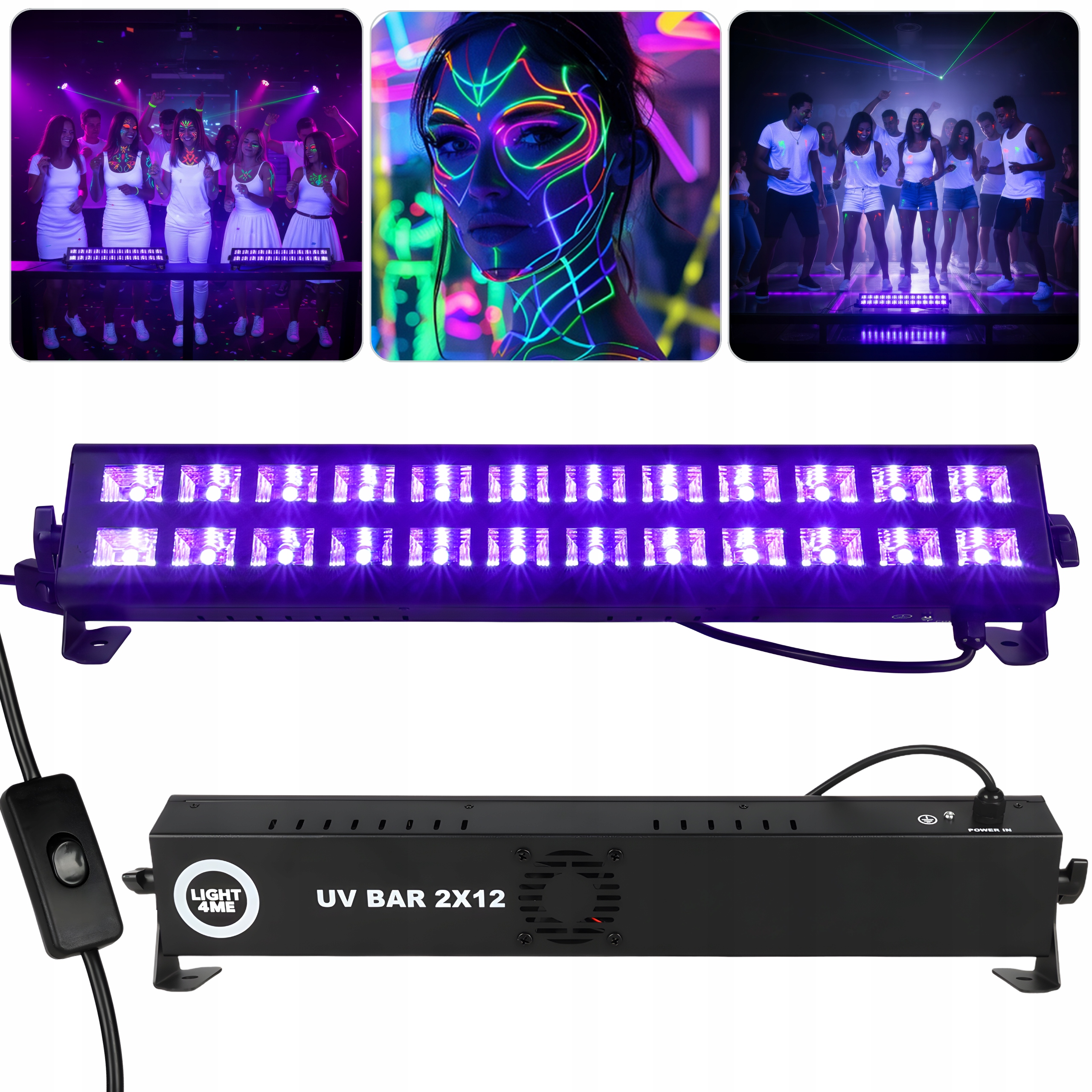 Led lišta pro scénické osvětlení, Uv efekt, ultrafialová, 24x3W