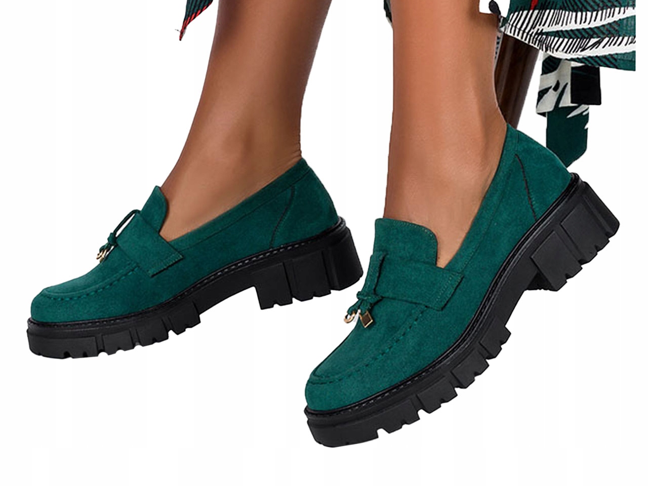 MOKASYNY PÓŁBUTY DAMSKIE MODNE NA PLATFORMIE Z OZDOBĄ WYGODNE BUTY NEW 39