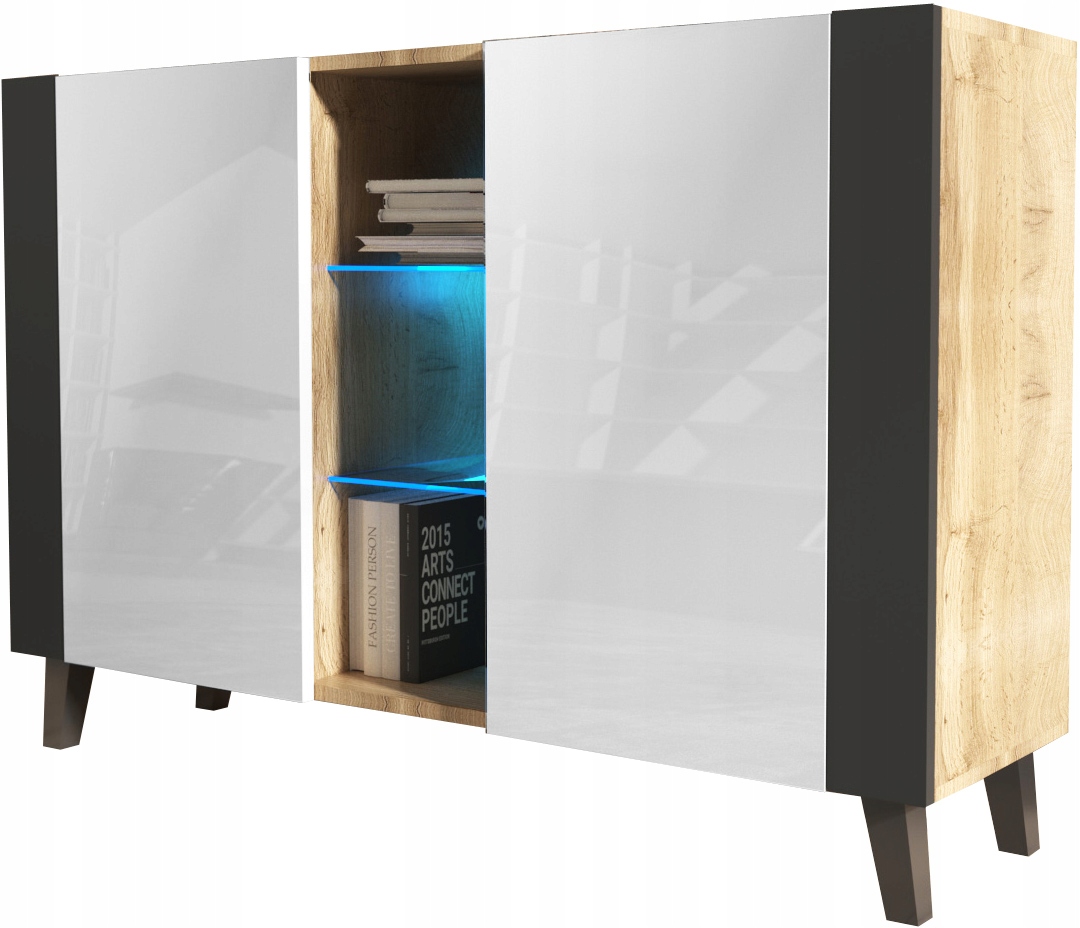 

Komoda Loft Dąb biały połysk 120 130 125CM Led