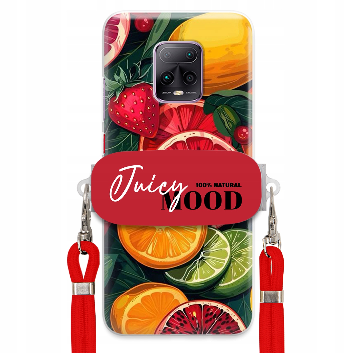 Puzdro pre Xiaomi Redmi 10X 5G Červené vodítko držiak Fruit Ovocie Juice Mood
