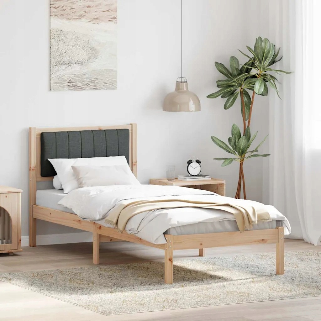 vidaXL Ramka łóżka z tapicerowanym wezgłowiem Ciemnoszary 75 x 190 cm