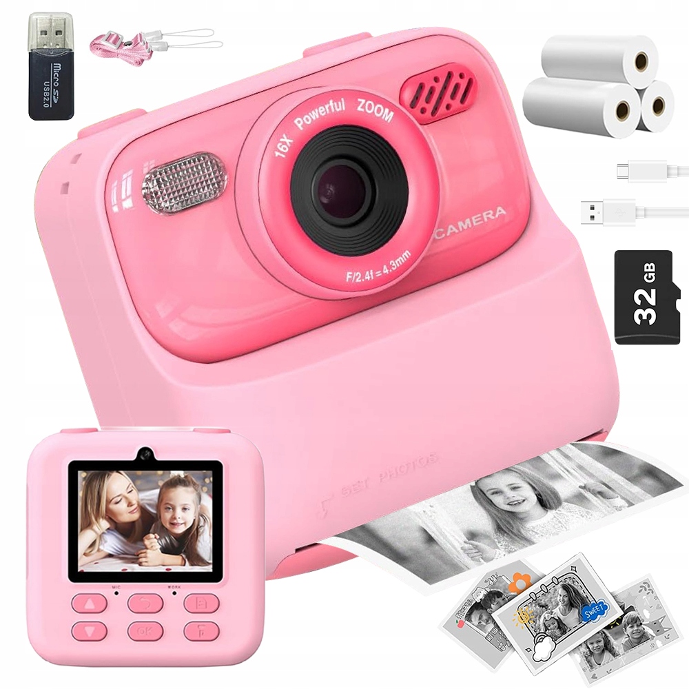 Hd Fotoaparát Pro Okamžité Tisky Pro Děti A Hru 32 Gb Dárek
