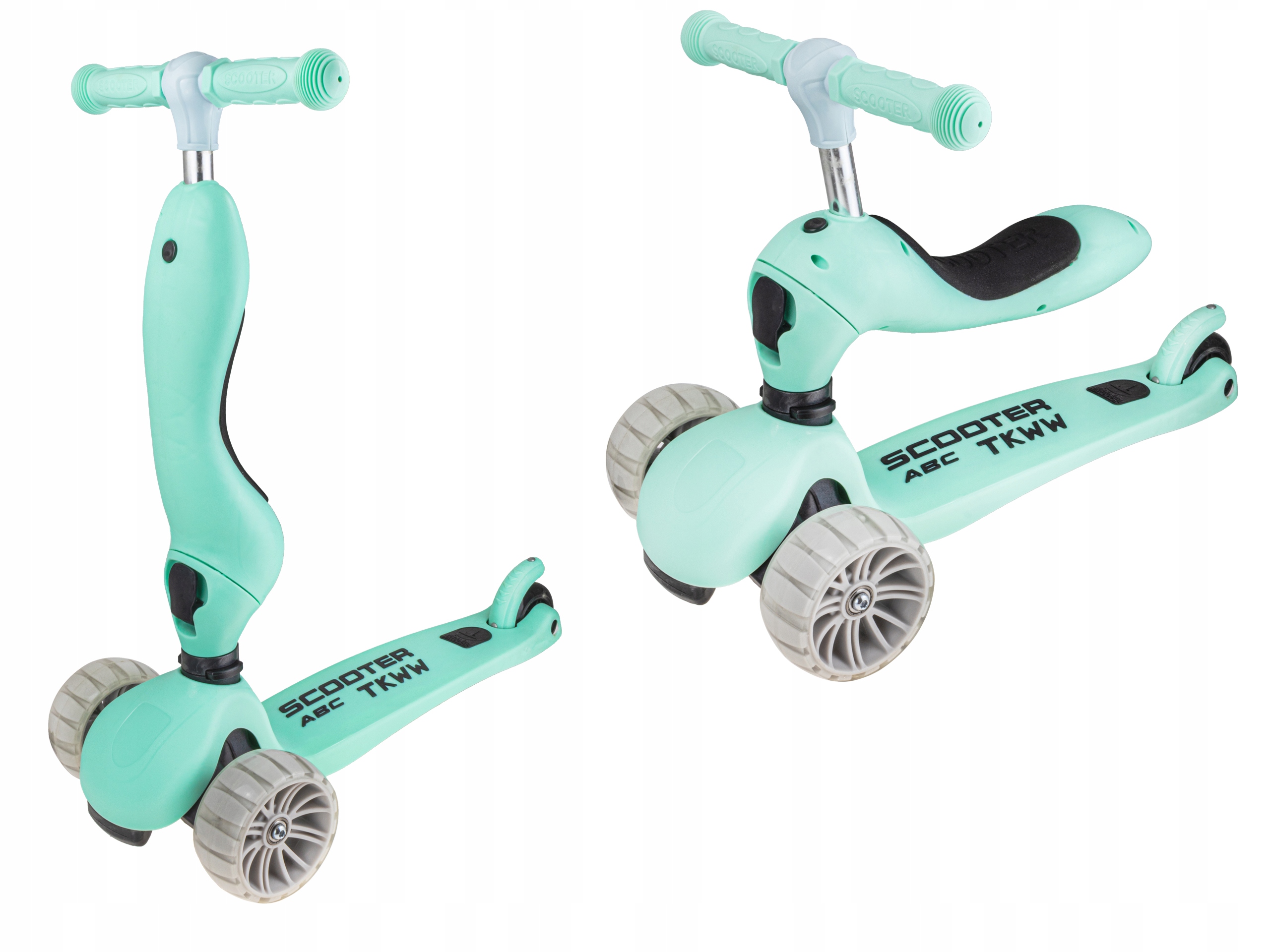 

Hulajnoga Trójkołowa 2w1 Podświetlane Koła Mięta