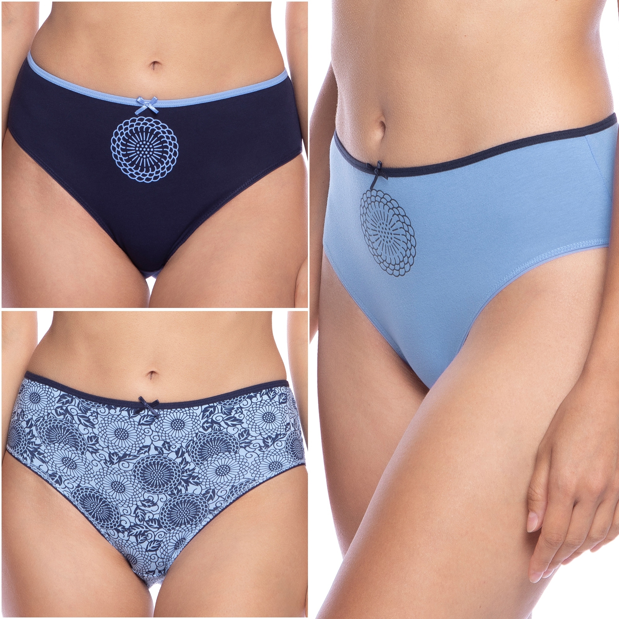 Lama 122BI-56 kalhotky s bavlněnými vzorovanými kalhotkami 3-PAK L