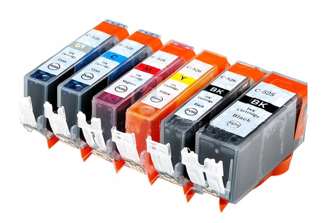 

6x Tusze Do Drukarki Canon PGI-525 CLI-526 Chip XL