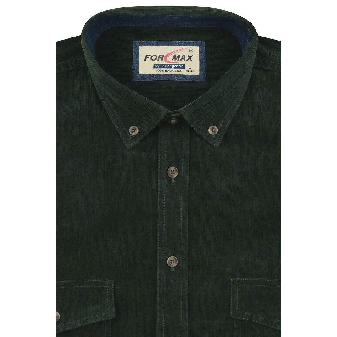 Koszula Męska Sztruksowa Codzienna Casual zielona Regular J553