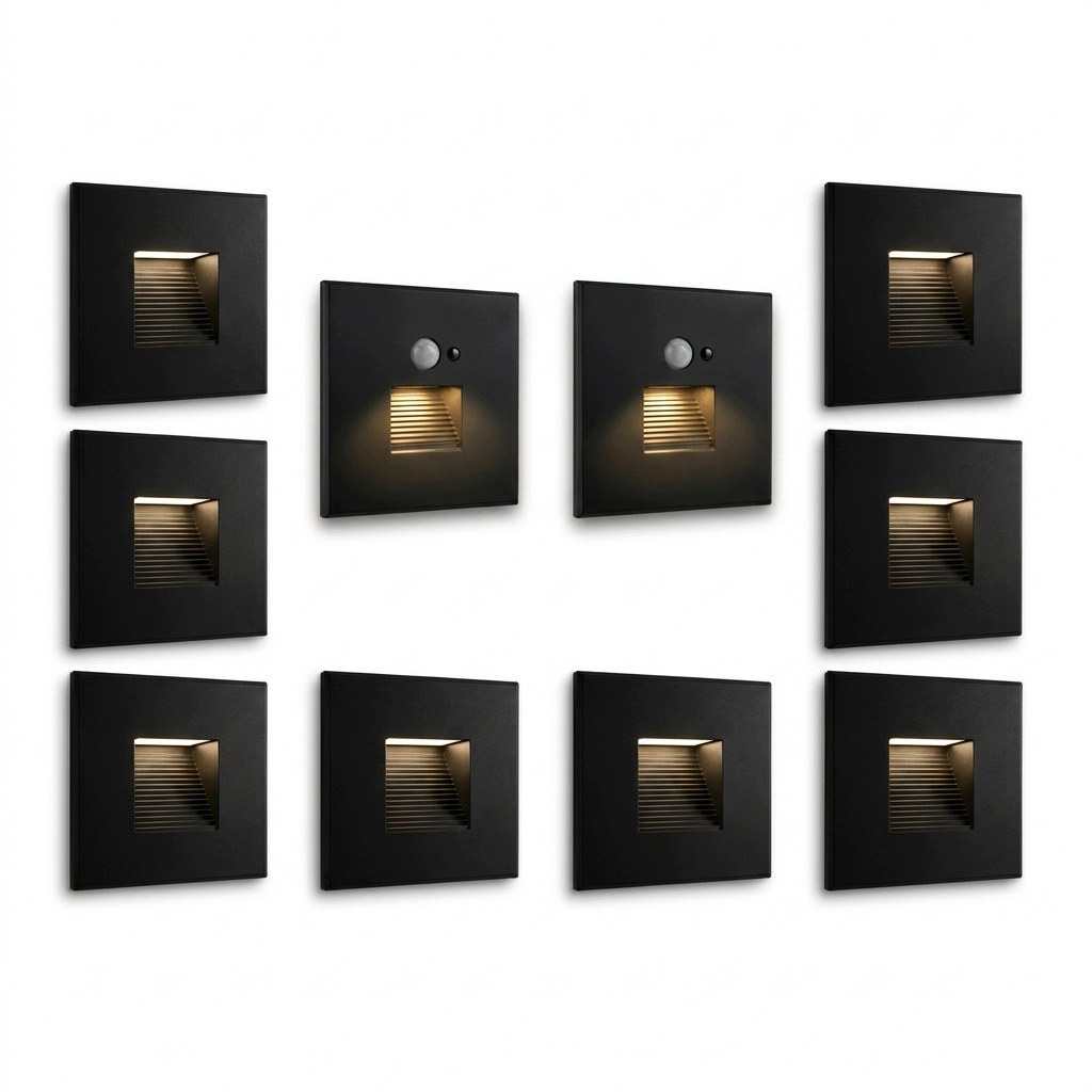 Sada 6+2 Led schodišťových svítidel 230V hliníková Černá 3000k/4000k/6000k