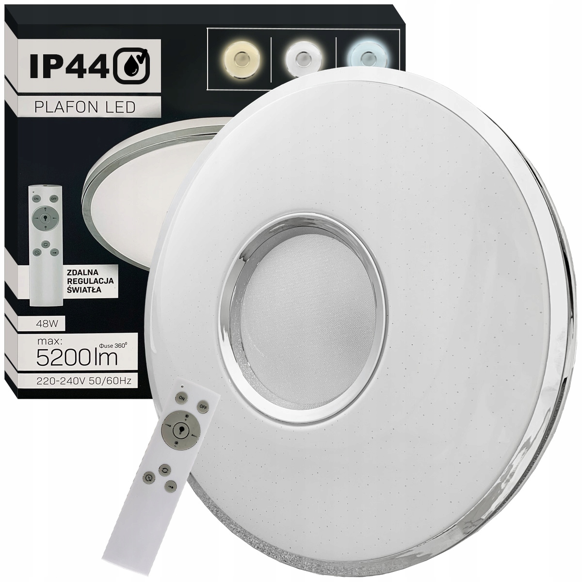 

Plafon Led z Pilotem ze Ściemniaczem Sufitowy 48W