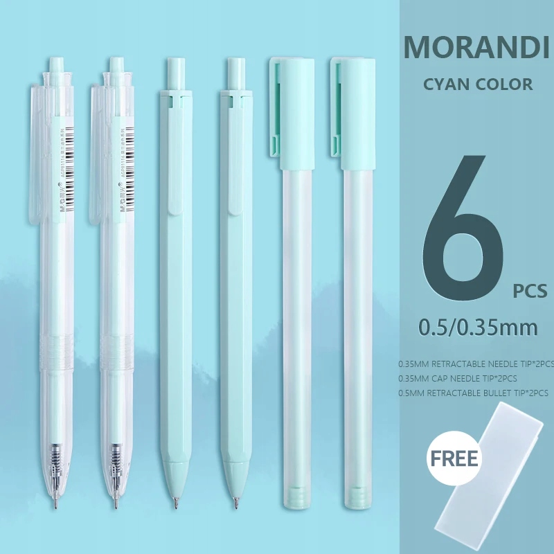 M&G Girl/Boy Morandi Gel Pen set Quick Drying Kawaii Color Bullet/Needle  Tip 0.35mm/0.5mm black ink school Stationery supply