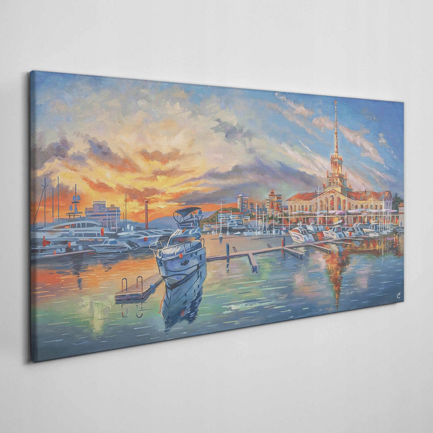 

Obraz na płótnie Statki zachód słońca 140x70 cm