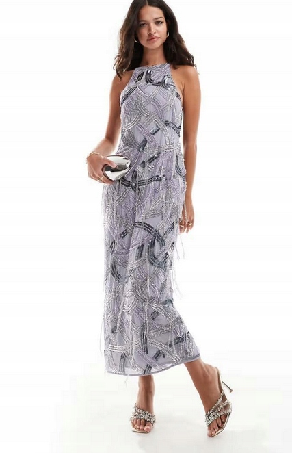 Zdobená Flitrová Šaty S Třásněmi, Design 40 L