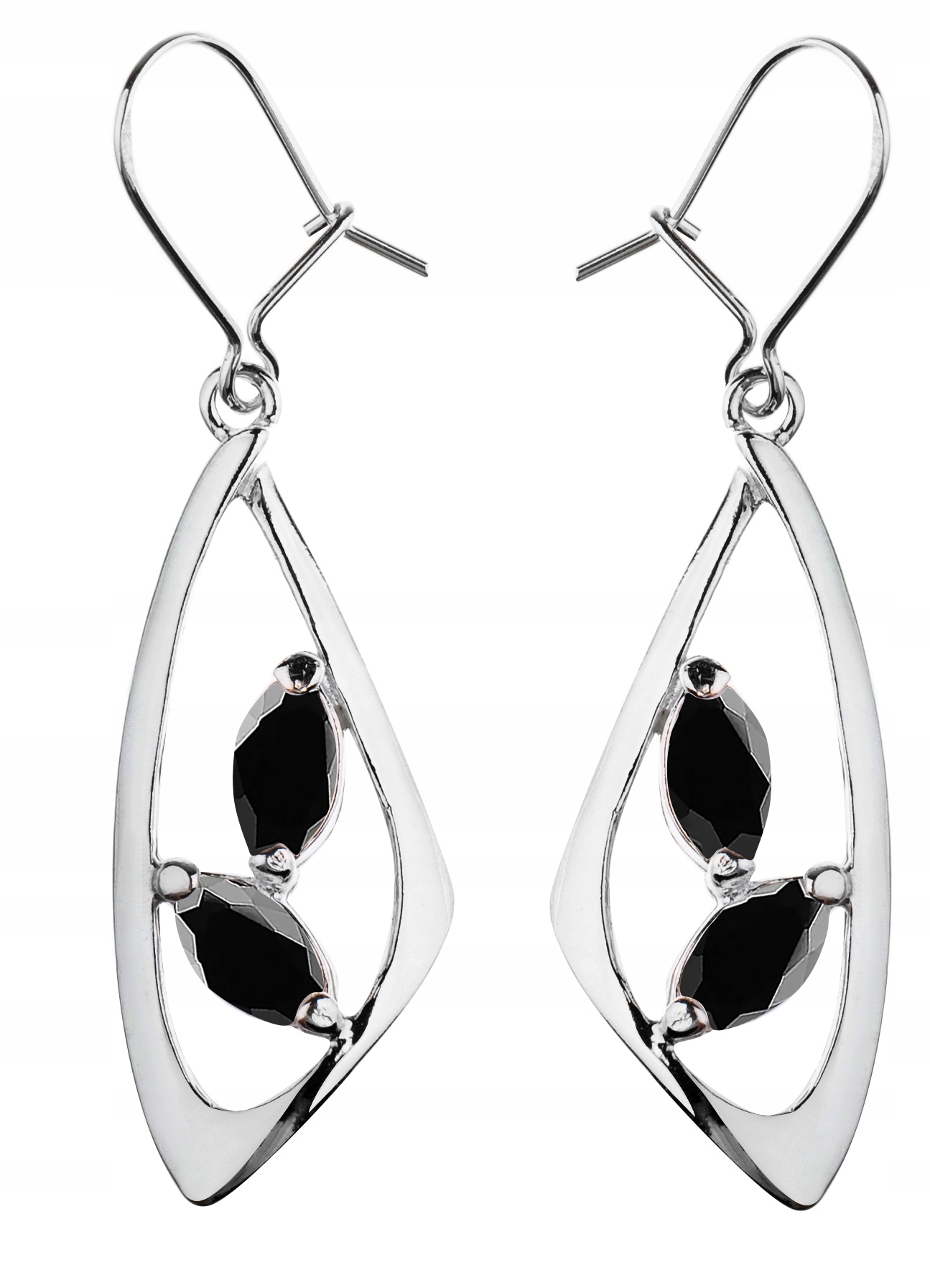 

Kolczyki Srebrne Wiszące Z Czarnymi Cyrkoniami 925