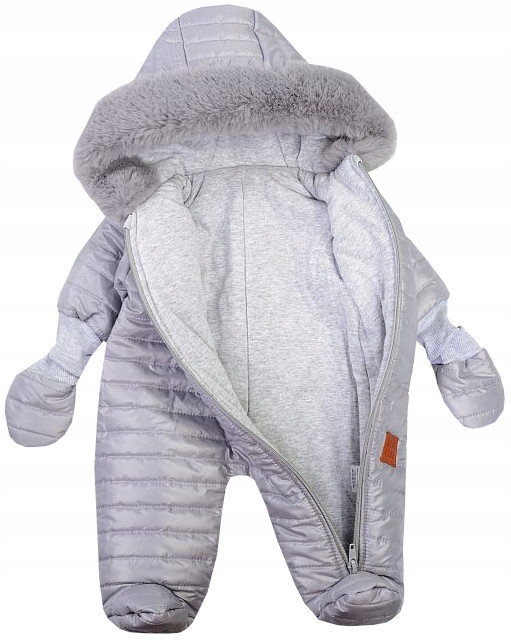 KOMBINEZON ZIMOWY ORTALION FUTRO szary 56 B01A Rękaw długi rękaw