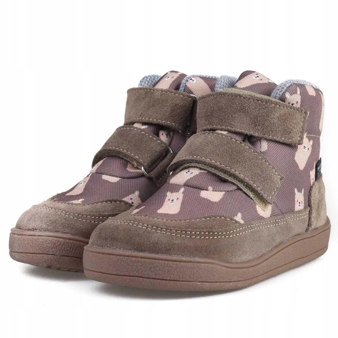Mido 72-06 Buty Ocieplane Barefoot Wodoodporne Jesienne Lama Stone Beż R 28