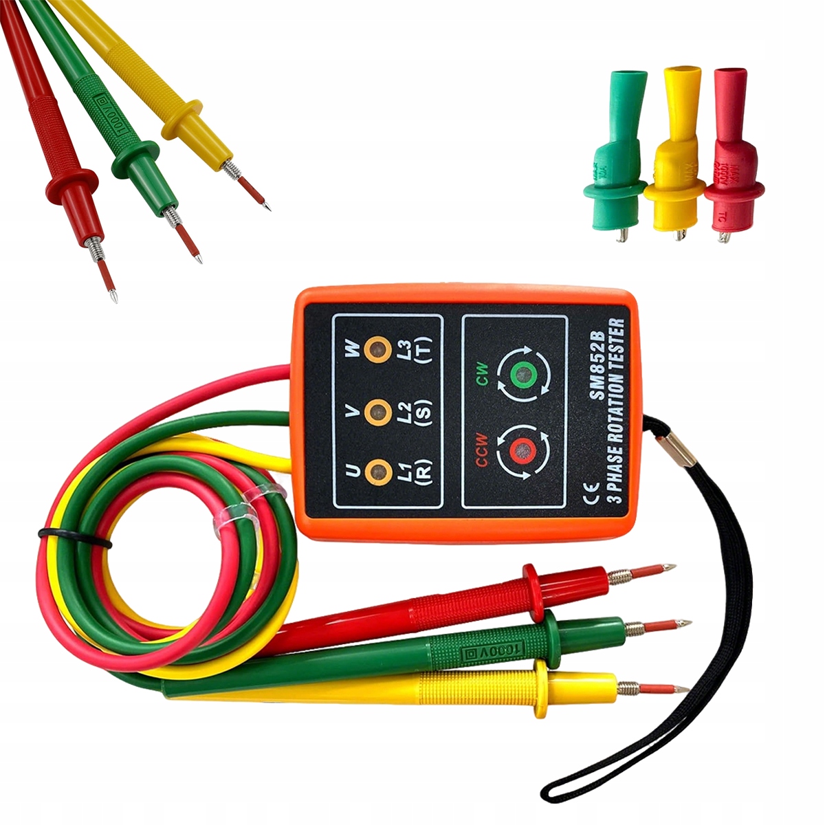 MIERNIK TESTER KOLEJNOŚCI ROTACJI FAZ FAZOMIERZ 3 FAZOWY SM852B 60V - 600V