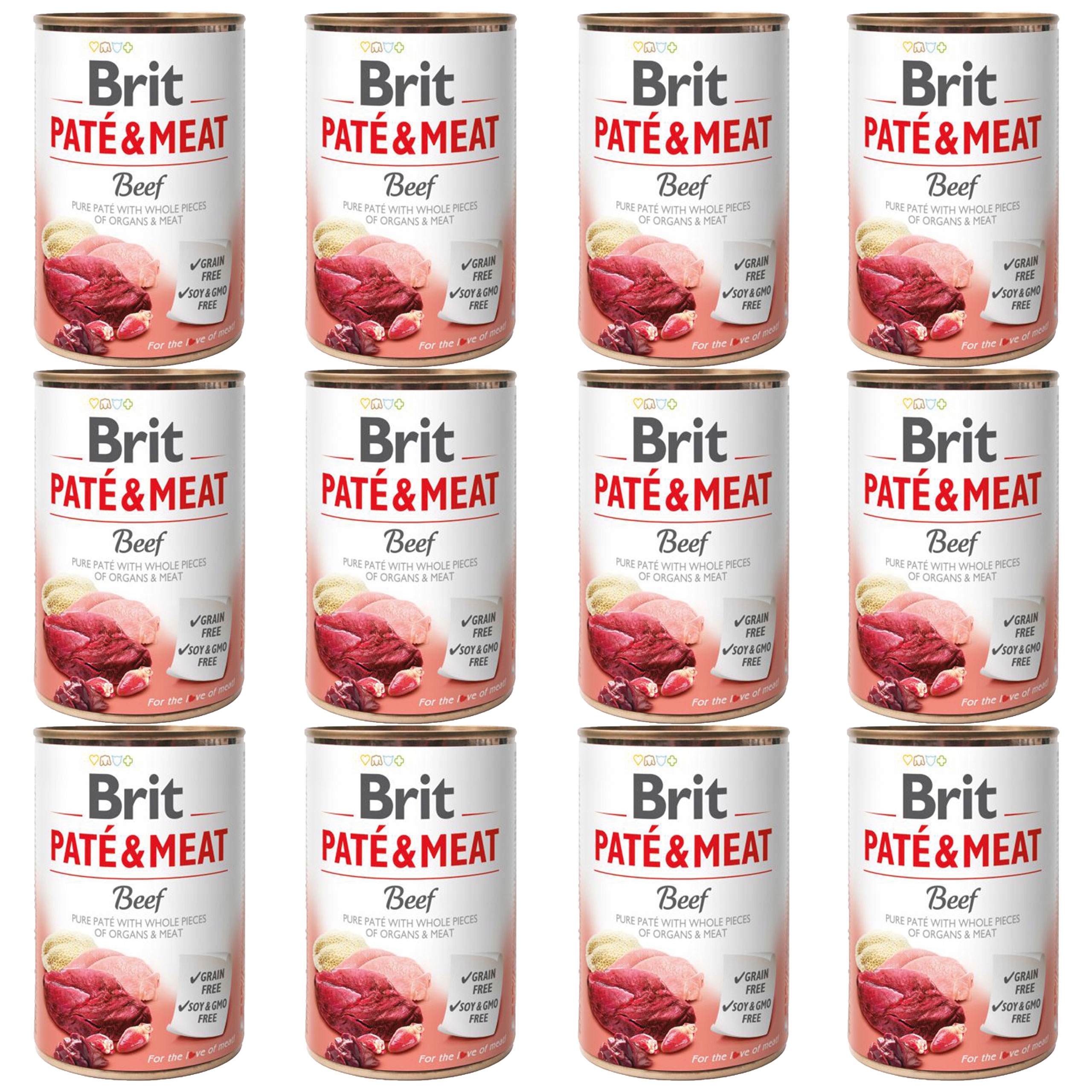 Levně Brit Pate & Meat Krmivo pro mokré psy Hovězí maso 12 x 400 g