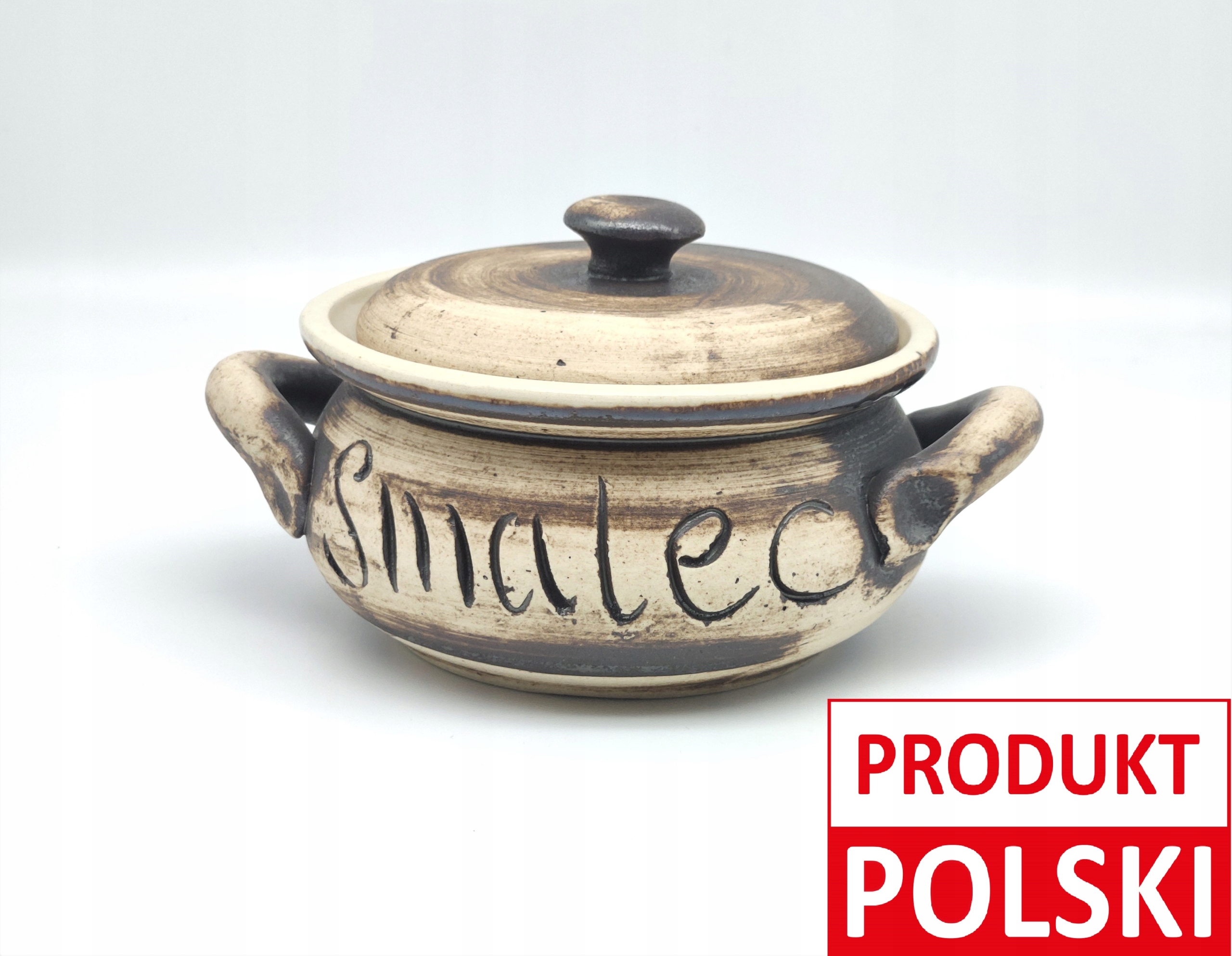 

garnek,pojemnik do smalcu gliniany ,kamionka 0,4l