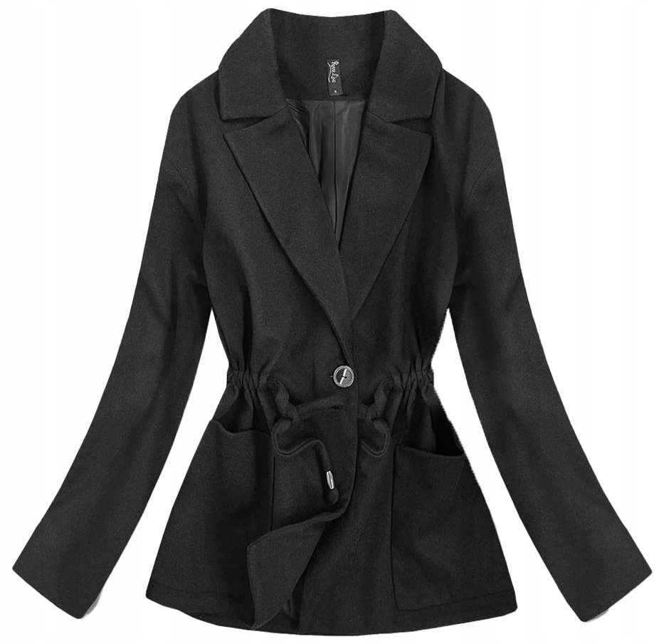 Krátký Volný Kabát 2727 Černý XXL (44)