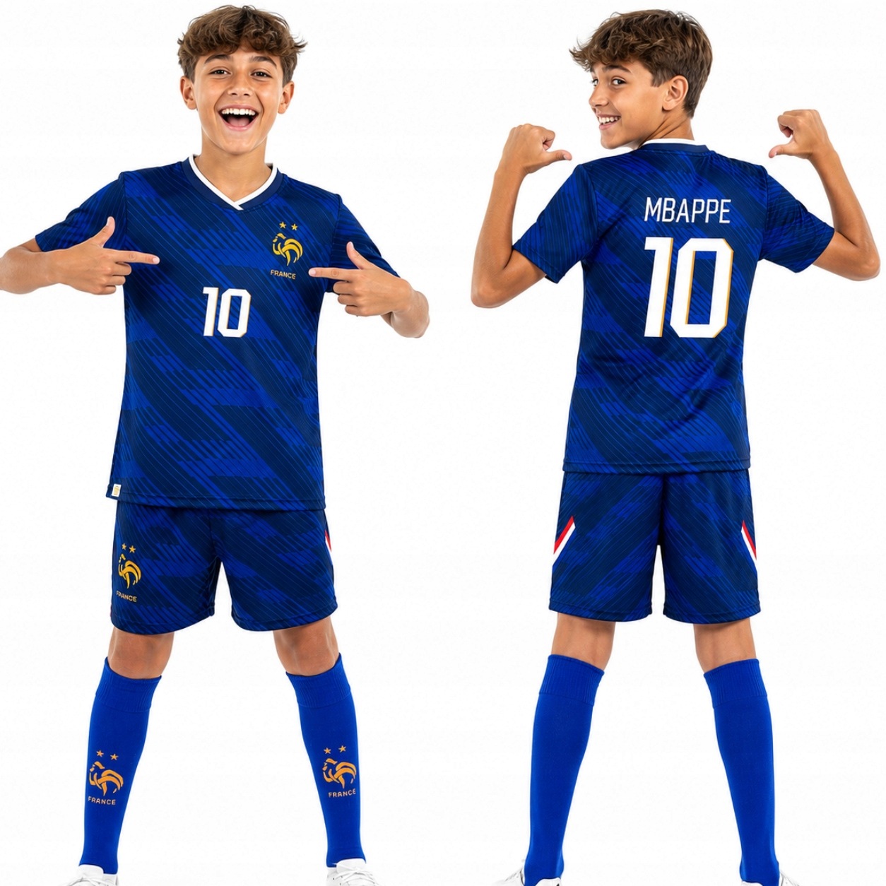 Mbappe 10 Francja – Strój Piłkarski Z Getrami – Komplet Dziecięcy 152 CM