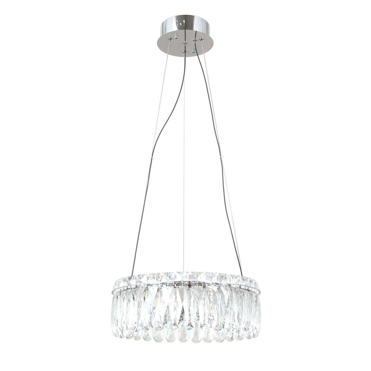 Nosta, Moderná, dekoratívna strieborná závesná lampa s kryštálikmi, Led