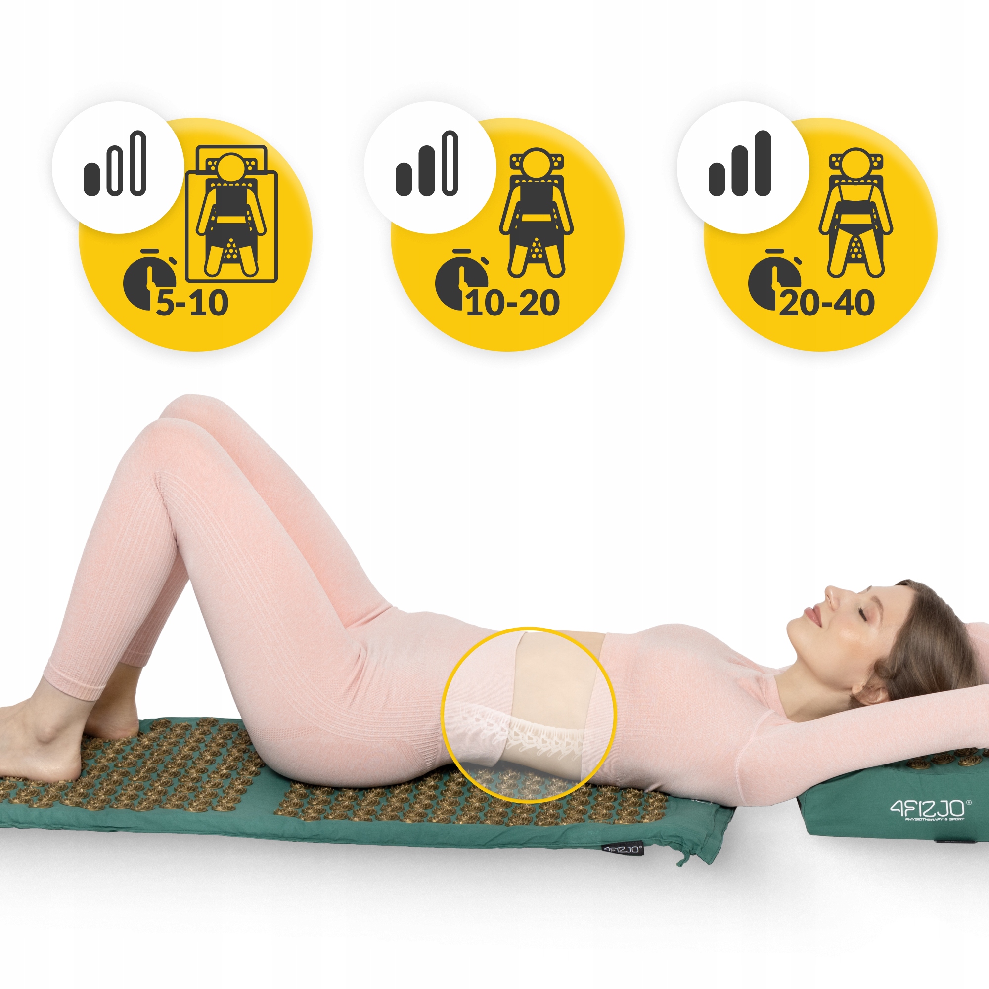 EKO MATA DO AKUPRESURY 4FIZJO + PODUSZKA TORBA ECO Model Green Gold