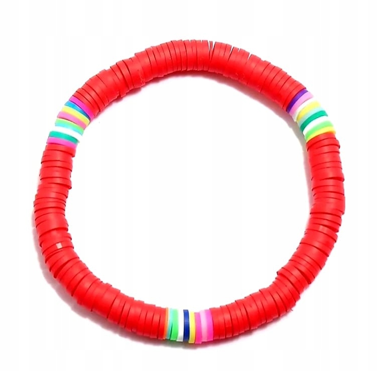 

Bransoletka Boho Gliniane Czerwone Koraliki 6mm