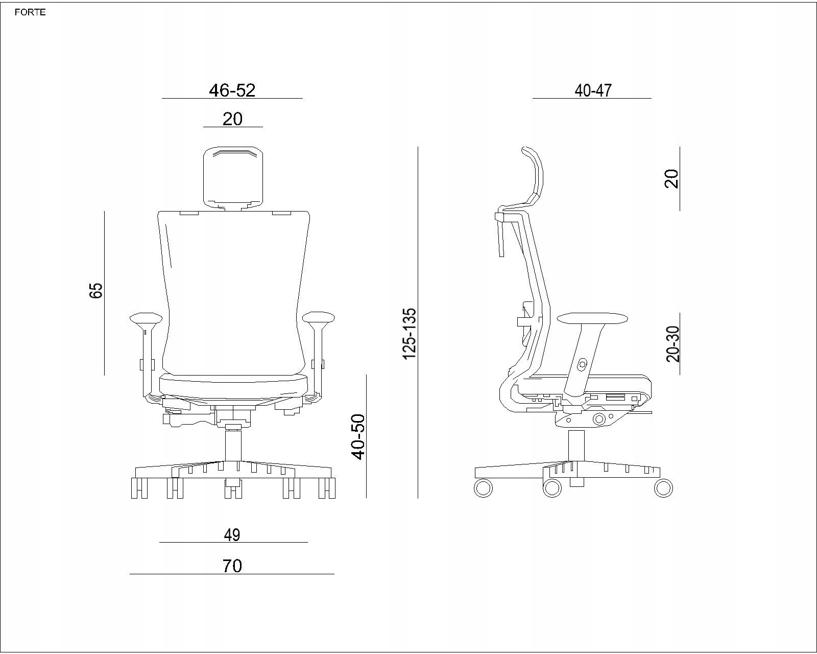 Krzesło Obrotowe FORTE Białe Fotel Unique Beż Ergo Szerokość mebla 70 cm