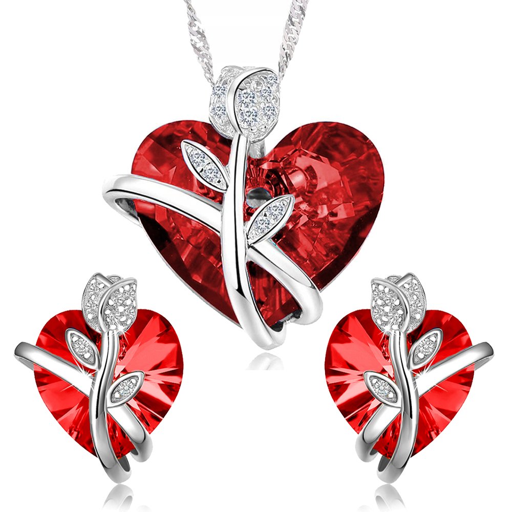 Stříbrný komplet šperků swarovski srdce růže stříbro 925