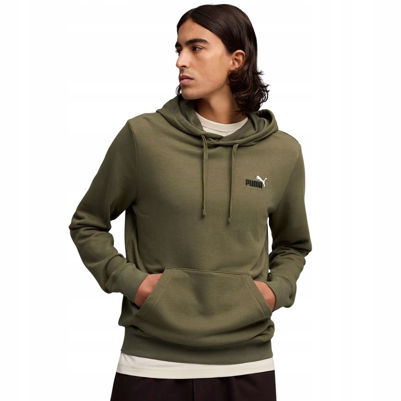 Pánská mikina Puma Ess 2 Color Small No.1 Logo Hoodie olivová 684719 81 L
